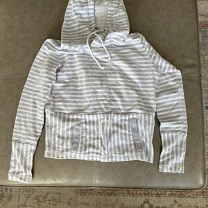 J. Crew Striped Gray and White Hoodie